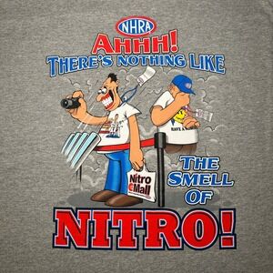 VTG NHRA Nitro Shirt Mens XL Grey Nitro Nothing Like it Racing Cartoon Funny